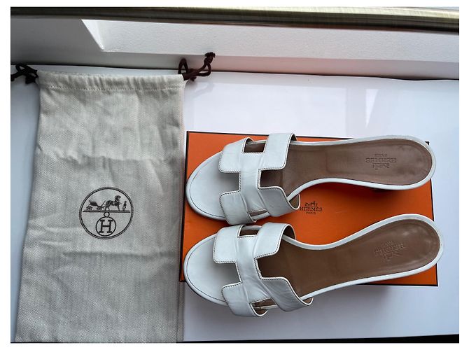 Oran Mules Hermès Oasis in pelle bianca taglia 40 Bianco - vista 3
