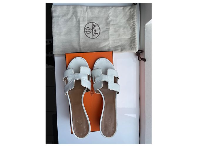 Oran Mules Hermès Oasis in pelle bianca taglia 40 Bianco - vista 4