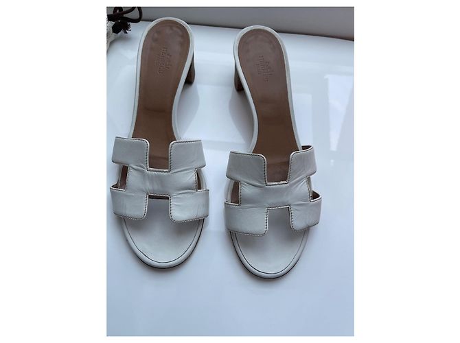 Oran Mules Hermès Oasis in pelle bianca taglia 40 Bianco - vista 5