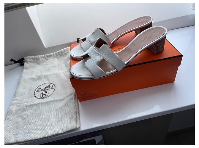 Oran Mules Hermès Oasis in pelle bianca taglia 40 Bianco - vista 6