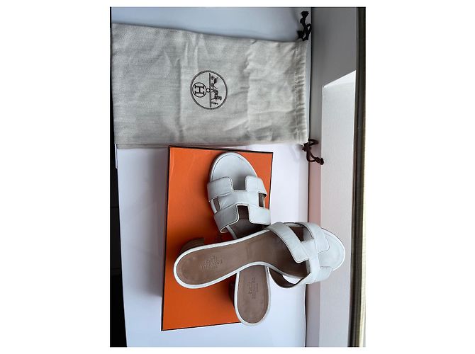 Oran Mules Hermès Oasis in pelle bianca taglia 40 Bianco - vista 7