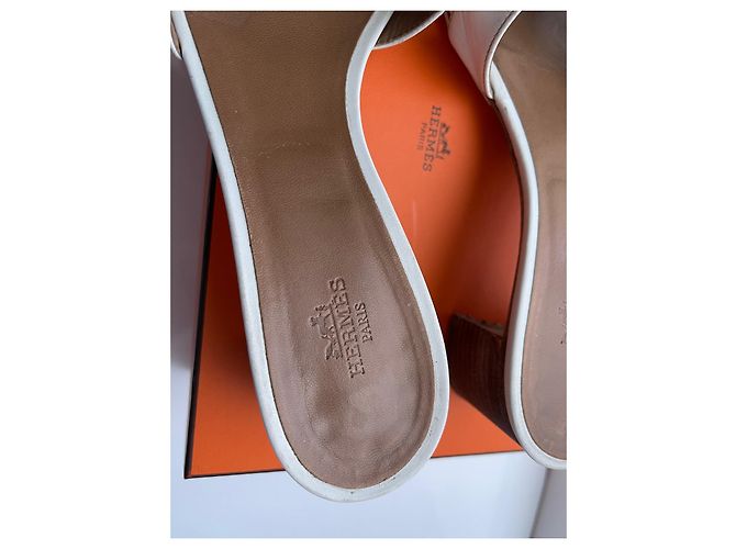 Oran Mules Hermès Oasis in pelle bianca taglia 40 Bianco - vista 9