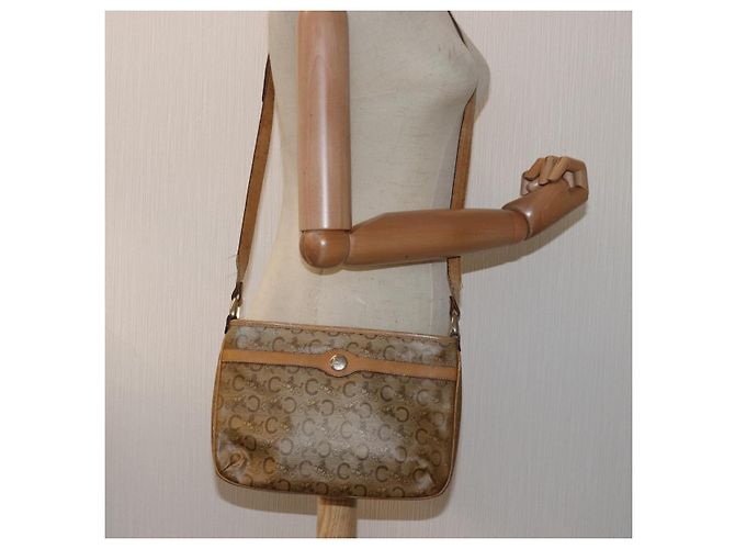 Céline Borsa a spalla in tela Macadam Celine C in pelle beige Auth 79305 - vista 22