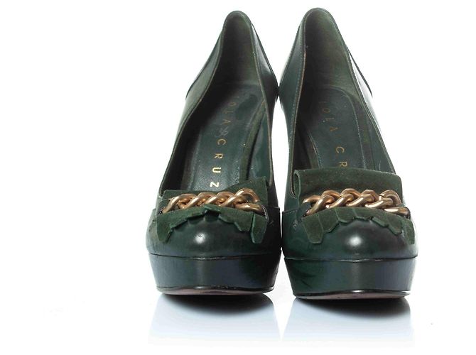 Lola Cruz, décolleté con piattaforma e catena dorata Verde - vista 3