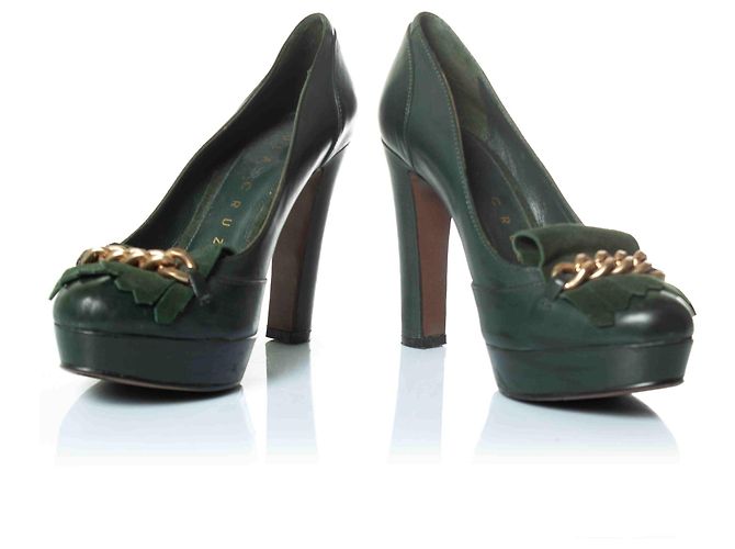 Lola Cruz, décolleté con piattaforma e catena dorata Verde - vista 7