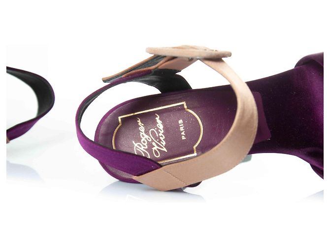 Roger Vivier, sandali con piattaforma in raso Rosa Porpora - vista 8