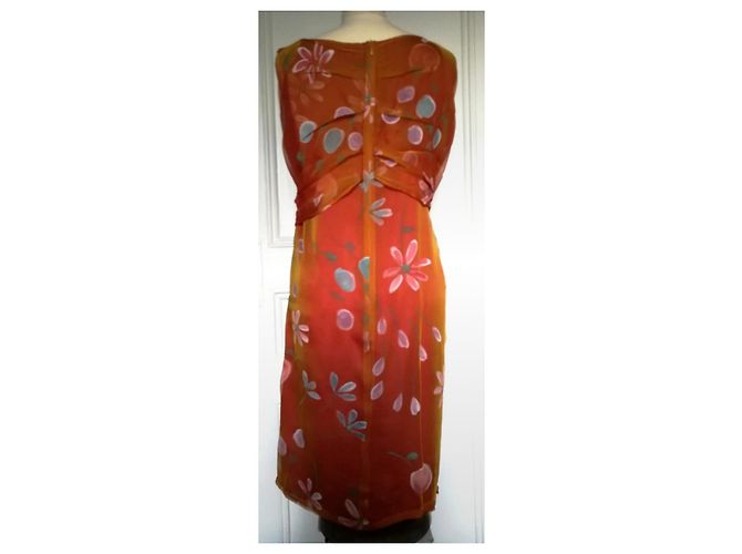 Autre Marque Röhrenkleid mit Stola Mehrfarben Orange Fuschia - Ansicht 4