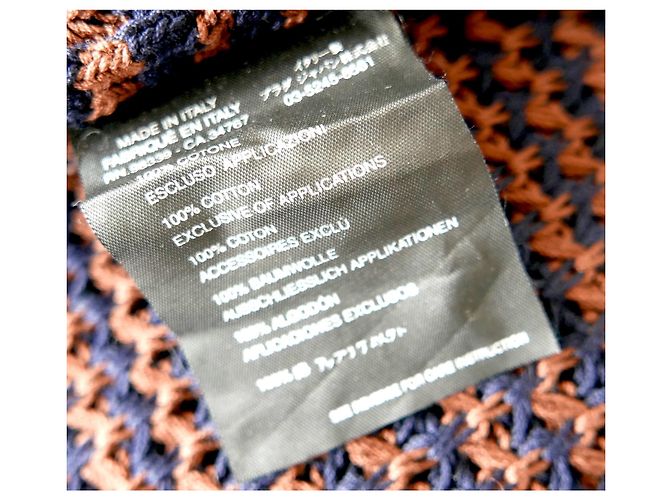 Prada Frühling 2005 gehäkelter verziertes Cardigan-Mantel Braun Dunkelblau - Ansicht 8
