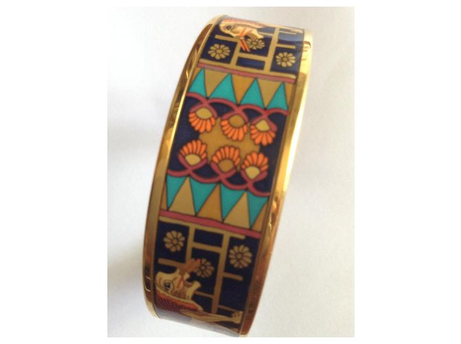 Bracciale Hermès in smalto e placcato oro dorato D'oro - vista 6