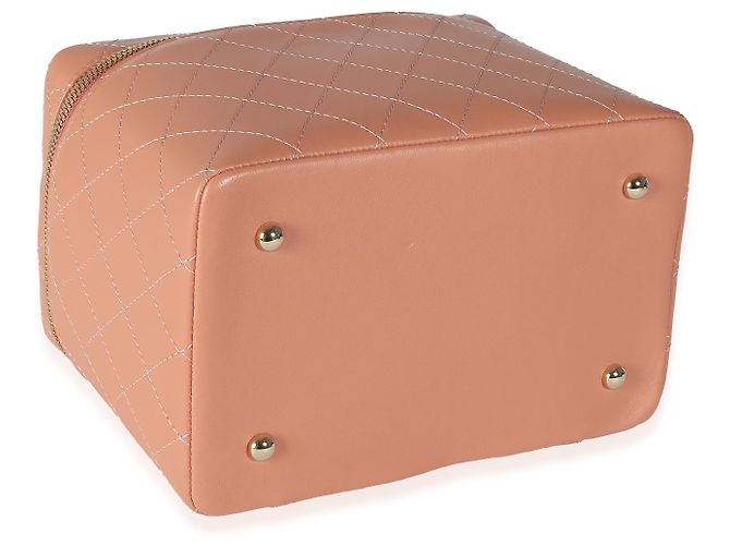 Rosenfarbene, gesteppte Lammleder-Vanity Case von Chanel Knock On Wood Pink - Ansicht 5