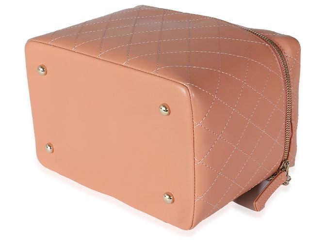 Rosenfarbene, gesteppte Lammleder-Vanity Case von Chanel Knock On Wood Pink - Ansicht 6