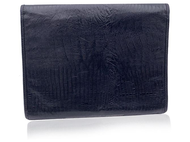 Gianfranco Ferré Clutch vintage in pelle nera - vista 3