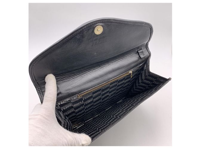 Gianfranco Ferré Clutch vintage in pelle nera - vista 5