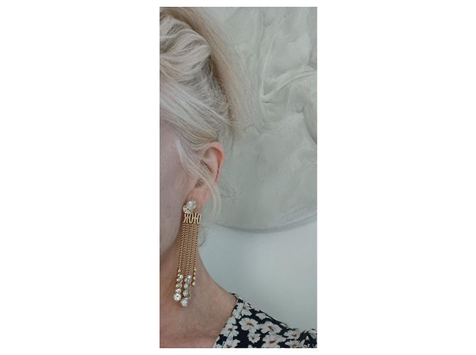 Orecchini Dior in metallo dorato e cristalli D'oro - vista 10