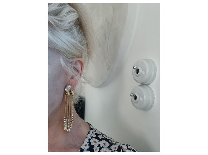 Orecchini Dior in metallo dorato e cristalli D'oro - vista 12
