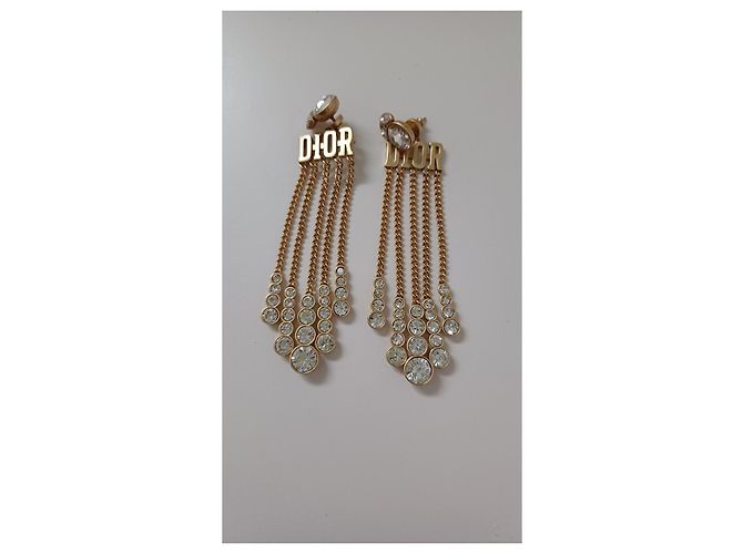 Orecchini Dior in metallo dorato e cristalli D'oro - vista 2