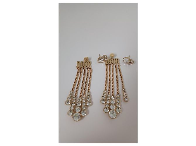 Orecchini Dior in metallo dorato e cristalli D'oro - vista 3