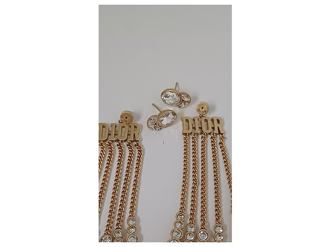 Orecchini Dior in metallo dorato e cristalli D'oro - vista 4