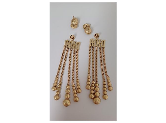 Orecchini Dior in metallo dorato e cristalli D'oro - vista 5
