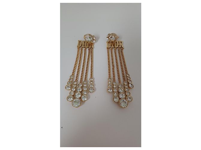 Orecchini Dior in metallo dorato e cristalli D'oro - vista 6
