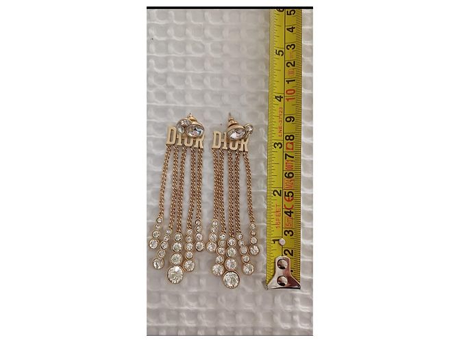 Orecchini Dior in metallo dorato e cristalli D'oro - vista 7