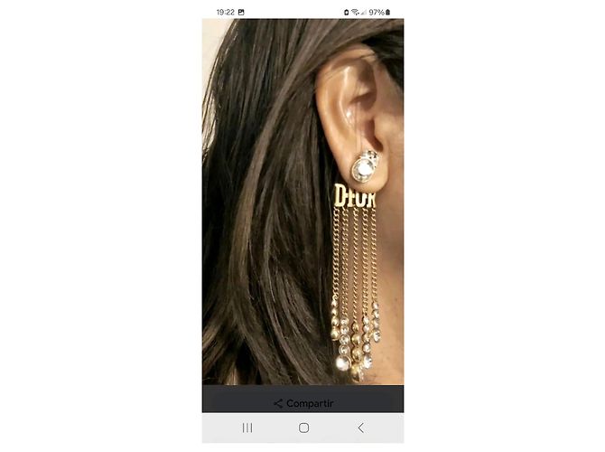Orecchini Dior in metallo dorato e cristalli D'oro - vista 8