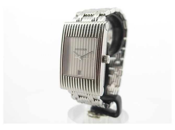 NEUE BOUCHERON REFLET MEDIUM 36 MM UHR +6 CROCO- UND STAHLARMBÄNDER Silber - Ansicht 2