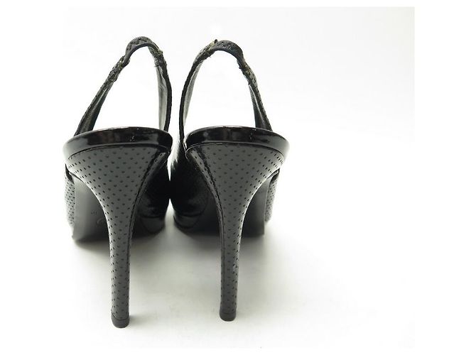 SCARPE CHANEL PUMP FIOCCHI G26717 38.5 IN PELLE LUCIDA NERA - vista 5