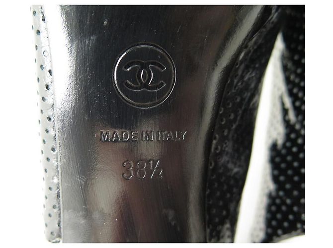 SCARPE CHANEL PUMP FIOCCHI G26717 38.5 IN PELLE LUCIDA NERA - vista 7