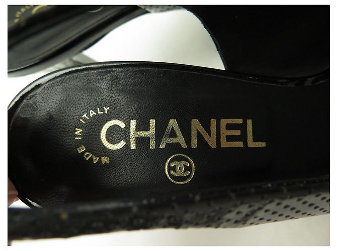 SCARPE CHANEL PUMP FIOCCHI G26717 38.5 IN PELLE LUCIDA NERA - vista 8