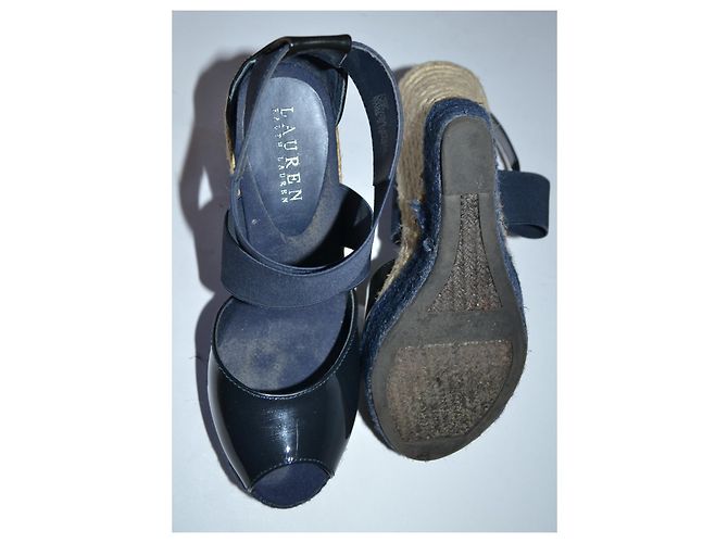 Zeppe Ralph Lauren in vernice nero e blu - vista 5