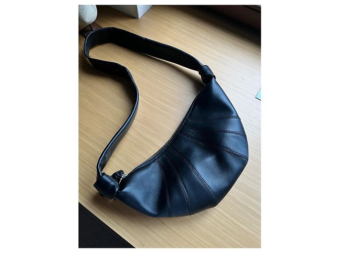 Lemaire Borsa Croissant piccola in pelle nera Nero - vista 2
