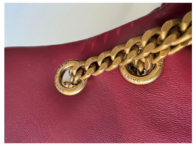 Borsa a mano Saint Laurent Calypso in Pelle Rosso Merlot Bordò - vista 10