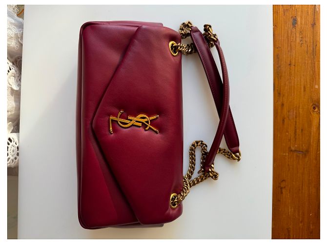 Borsa a mano Saint Laurent Calypso in Pelle Rosso Merlot Bordò - vista 12