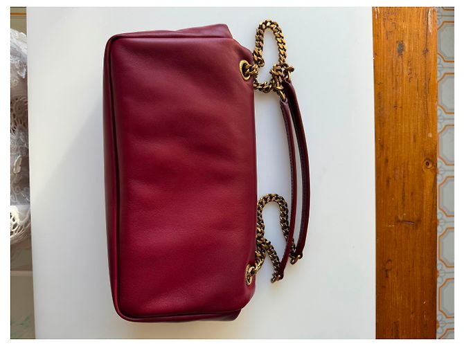 Borsa a mano Saint Laurent Calypso in Pelle Rosso Merlot Bordò - vista 13