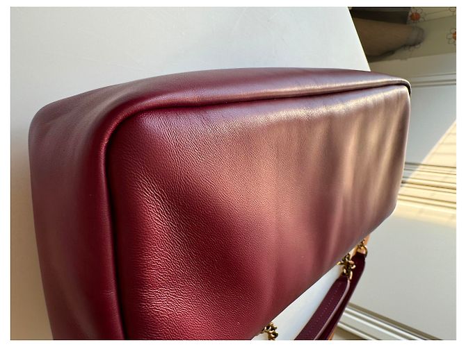 Borsa a mano Saint Laurent Calypso in Pelle Rosso Merlot Bordò - vista 14
