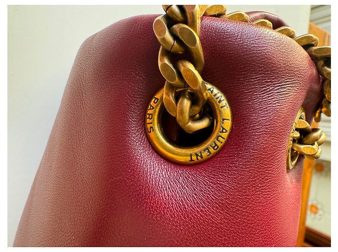 Borsa a mano Saint Laurent Calypso in Pelle Rosso Merlot Bordò - vista 21