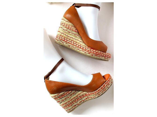 Sandali con zeppa Sergio Rossi in pelle marrone e corda - vista 4
