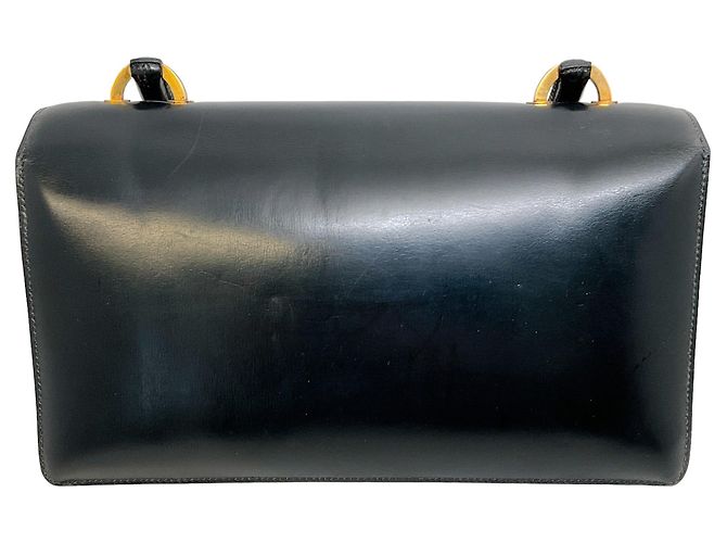Hermès Hermes Vintage Schwarz Box Kalbleder Ring Tasche - Ansicht 3
