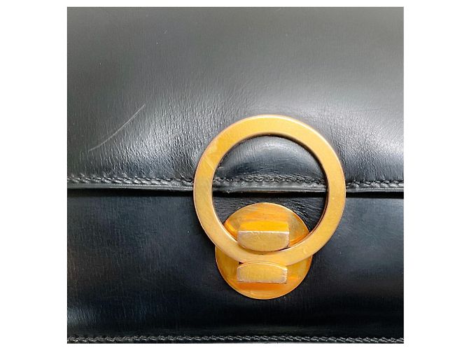 Hermès Hermes Vintage Schwarz Box Kalbleder Ring Tasche - Ansicht 5