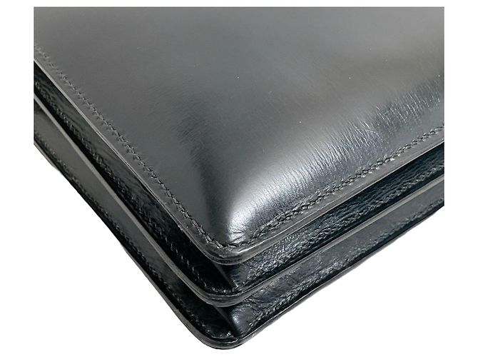 Hermès Hermes Vintage Schwarz Box Kalbleder Ring Tasche - Ansicht 9