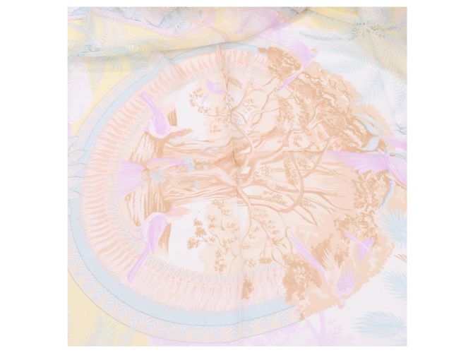 Bufanda de Seda 100% Hermès Carré 90 "ALOHA" Amarillo - vista 10