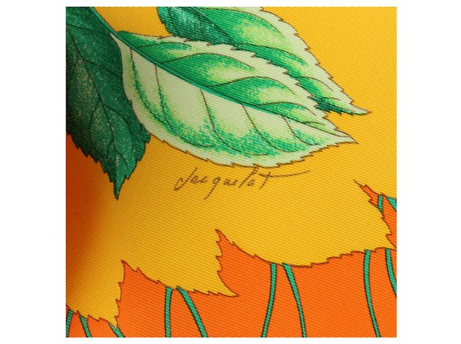 Foulard Hermès Carré 90 "Les merises" 100% Seta Arancione - vista 4