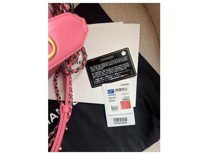 CHANEL Gabrielle Hobo con manico logo e pelle di vitello trapuntata invecchiata Rosa - vista 9
