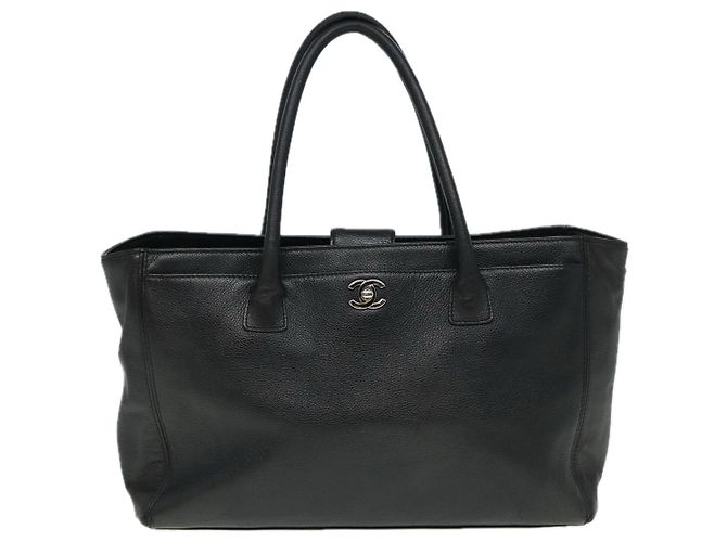 Borsa Tote CHANEL Executive Turn Lock in pelle caviar nera CC Auth bs15381 Nero - vista 13