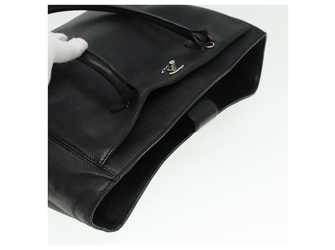 Borsa Tote CHANEL Executive Turn Lock in pelle caviar nera CC Auth bs15381 Nero - vista 6