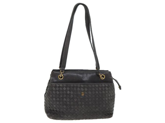 BALLY Borsa a Spalla in Pelle Grigia Auth yb580 Marrone - vista 13