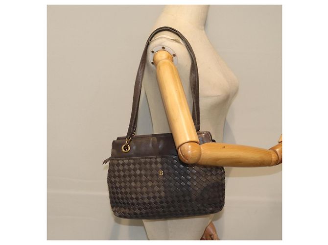 BALLY Borsa a Spalla in Pelle Grigia Auth yb580 Marrone - vista 22