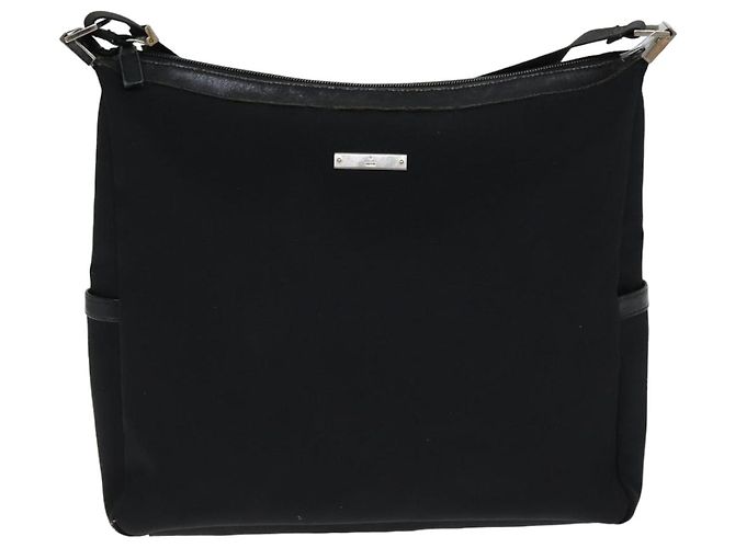 Bolsa de ombro GUCCI em lona preta 019 0418 002058 Auth ac3088 Preto - vista 13