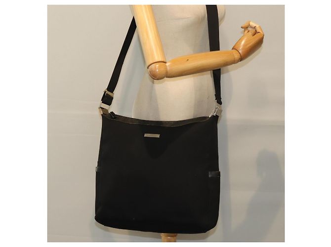 Bolsa de ombro GUCCI em lona preta 019 0418 002058 Auth ac3088 Preto - vista 23